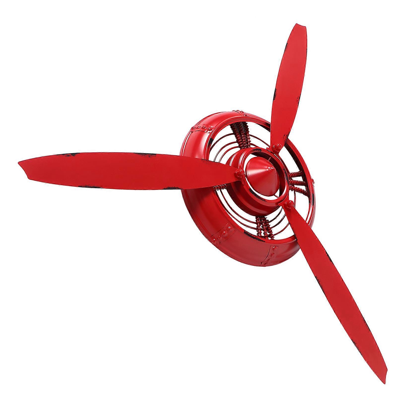 Wrought Iron Antique Propeller Wall Pendant for Decor Red