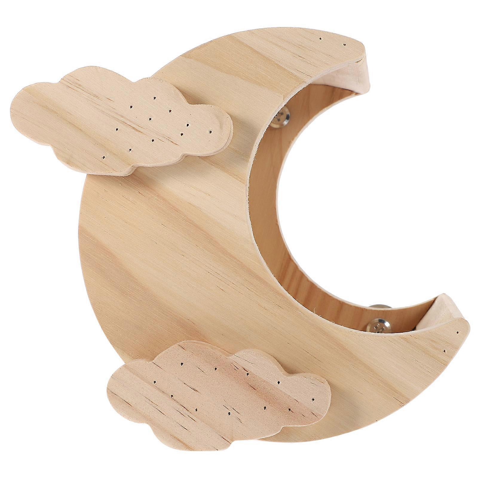 Wooden Hamster Hideout Moon Shape Durable Nest Small Pet House Decorative Cozy Hideaway for Hamsters Guinea Pigs