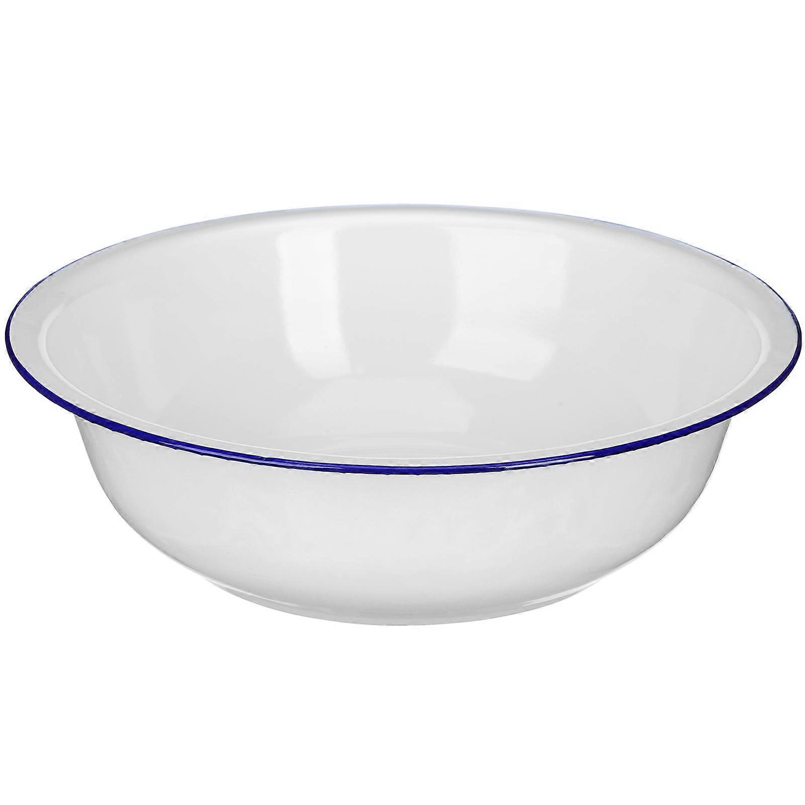 Vintage Enamel Mixing Bowl for Kitchen Use – Large White Enamelware for Food Prep, Washing, and Home Decor – Easy to Clean Retro Design