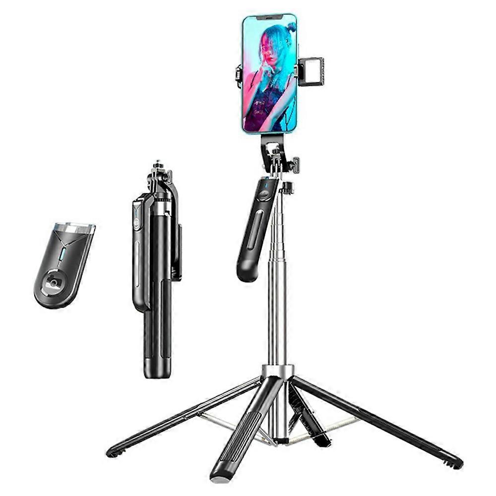 P190 V1 Single Fill Light Phone Selfie Stick Bluetooth-Compatible Extendable Floor Stand Four-Leg Bracket