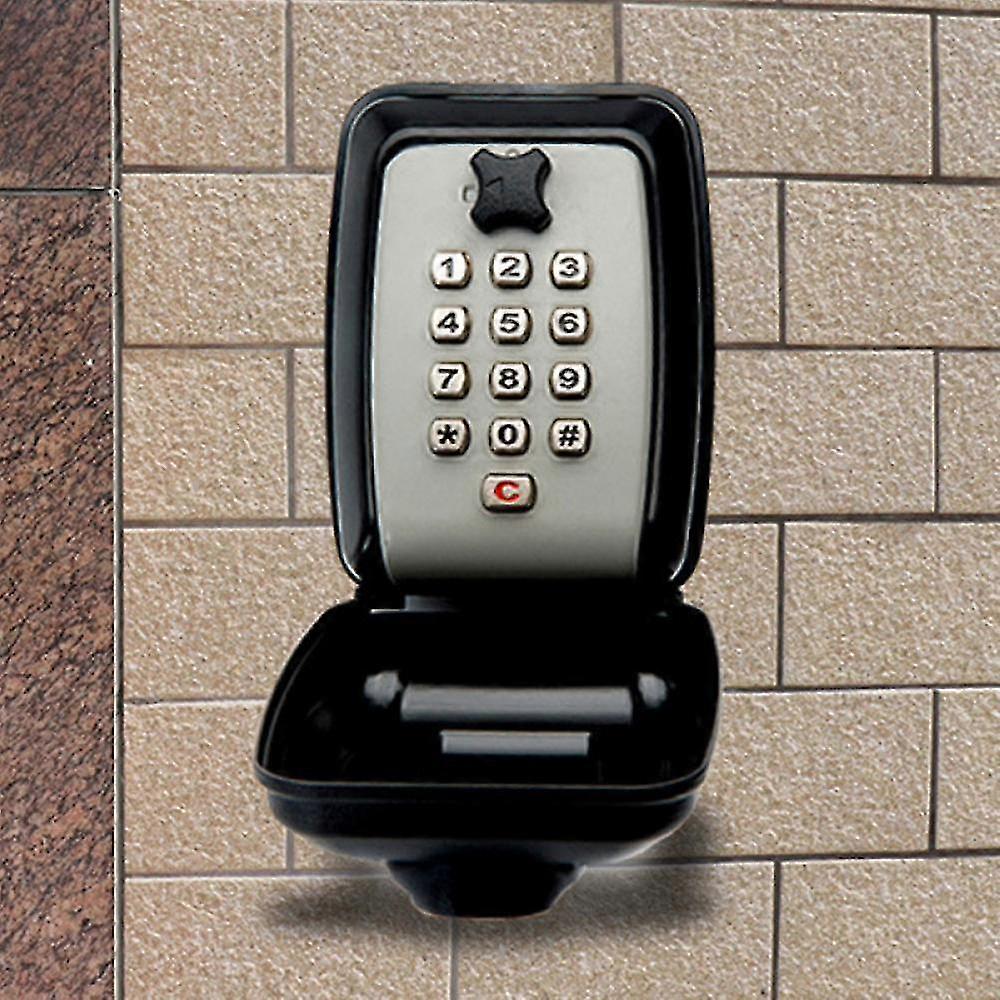 Key Safety Box 9-Digit Push-Button Combination Lock Outdoor Key Storage Box Resettable Code Key Safe Box Waterproof Safs Depo FMR--Gray