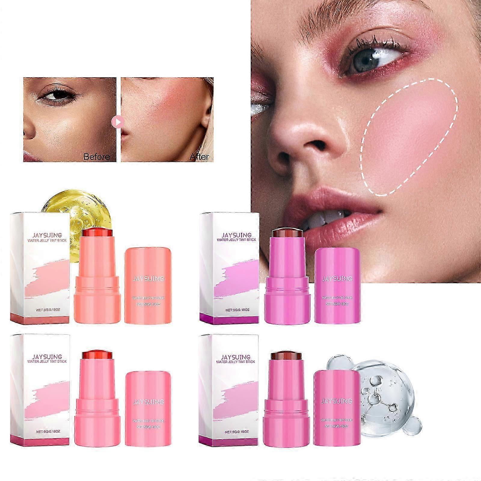 Teinture de gelée d’eau de refroidissement au lait, teinture transparente pour les lèvres et les joues, bâton de fard à joues à la gelée de lait longue durée 1 000+ balayages par bâton - Végétalien, teinte de gelée d’eau rafraîchissante