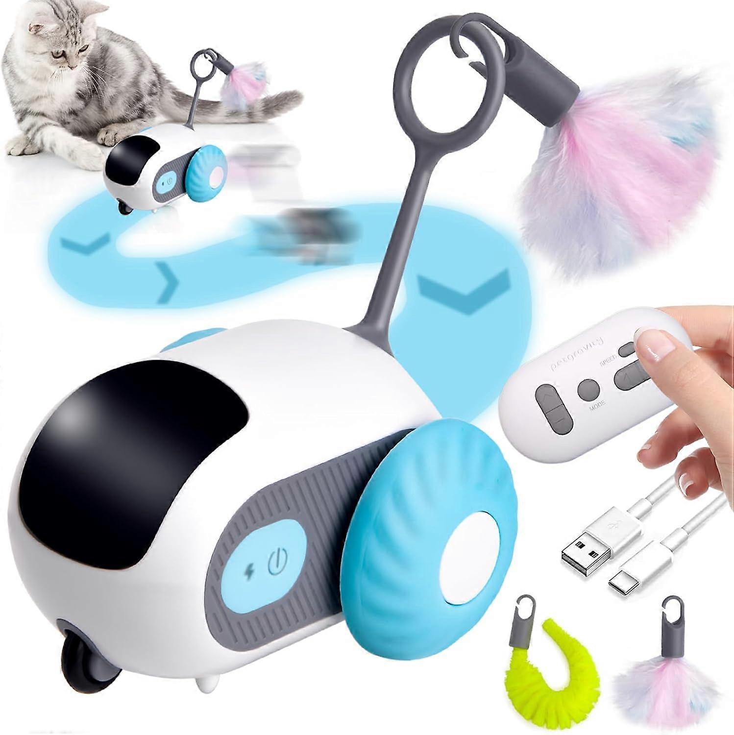 Interactive Cat Toy with Remote Control - Turbo Tail 2.0, Rechargeable Dual Mode for Smart Play