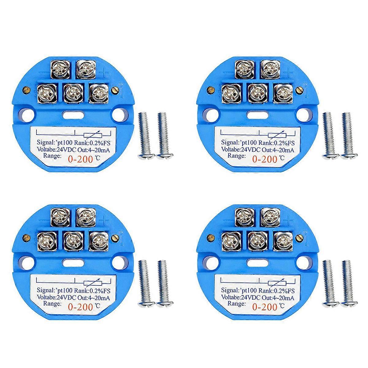 4X PT100 0-200 Degree Temperature Sensing Transmitter 4-20MA Output Head Mounted Temperature Transmi