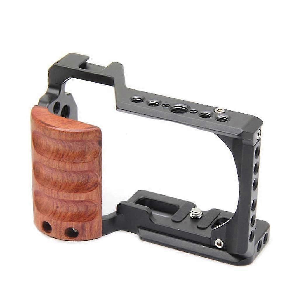 Sturdy Cage with Wood Handle Fit for ZV-E10 Video Shooting Vlogging Setup--