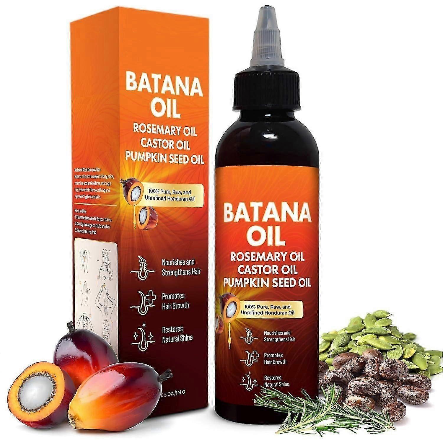 Batana Oil for Hair Growth, 4-in-1 Pure & Unrefined Honduran Oil with Rosemary, Castor, Pumpkin Seed Oil, Nourishes, Strengthens, Promotes Healthy Hai