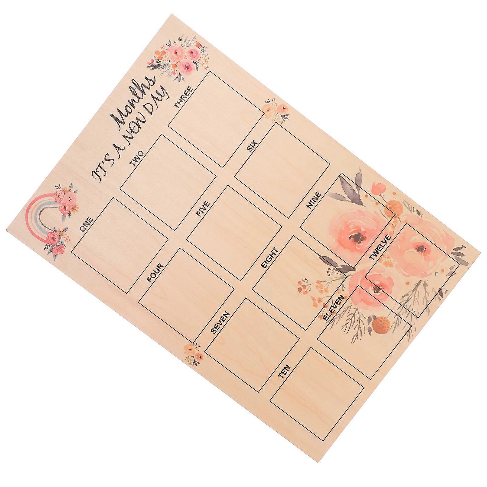 Yearly Baby Photo Frame Wooden Display Board Reasonable Structure Home Decoration 43.50X30.00X0.40CM 1Pack
