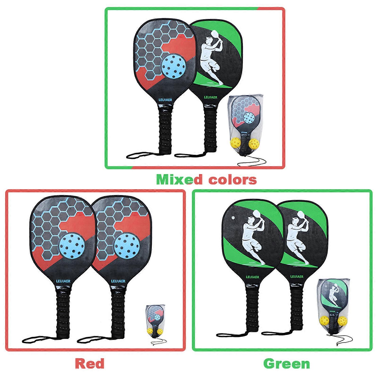 Pickleball Paddles Set of 2 Wooden Pickleball Rackets with Balls and Mesh Storage Bag for Beginners