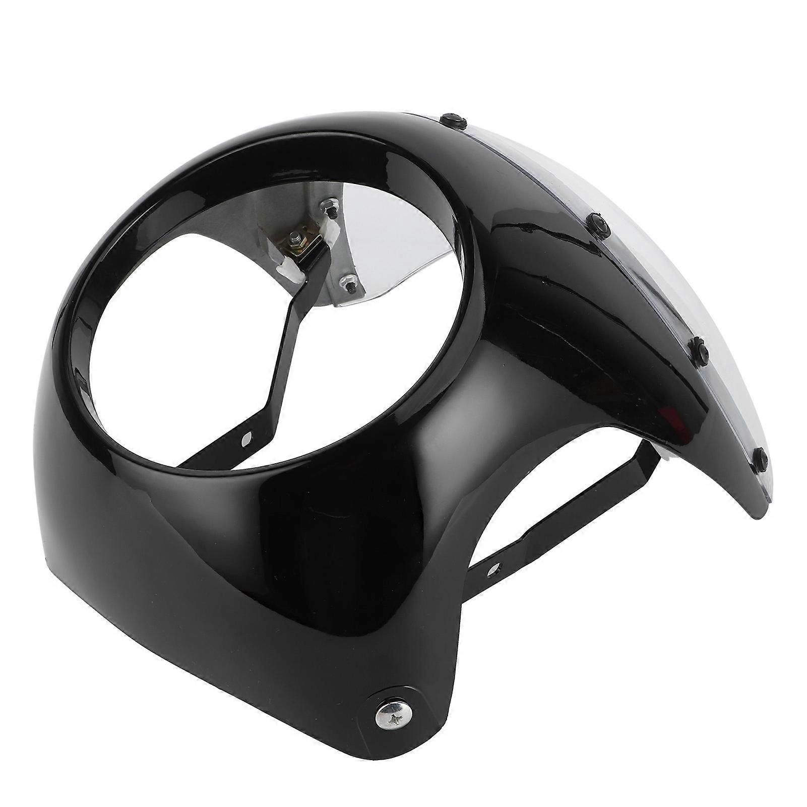 7-Zoll-Universal-Motorrad-Scheinwerferverkleidung mit glänzend schwarzer transparenter Linse Windschutzscheibe Windschotter