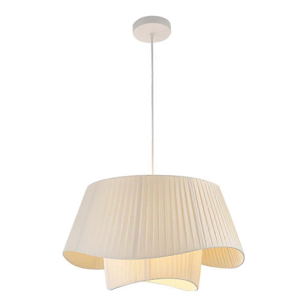 Modern Chandelier with 3 Lights, Pendant with Beige Fabric Shade, Cream Style for Living Room, Dia.50cm/19.6in
