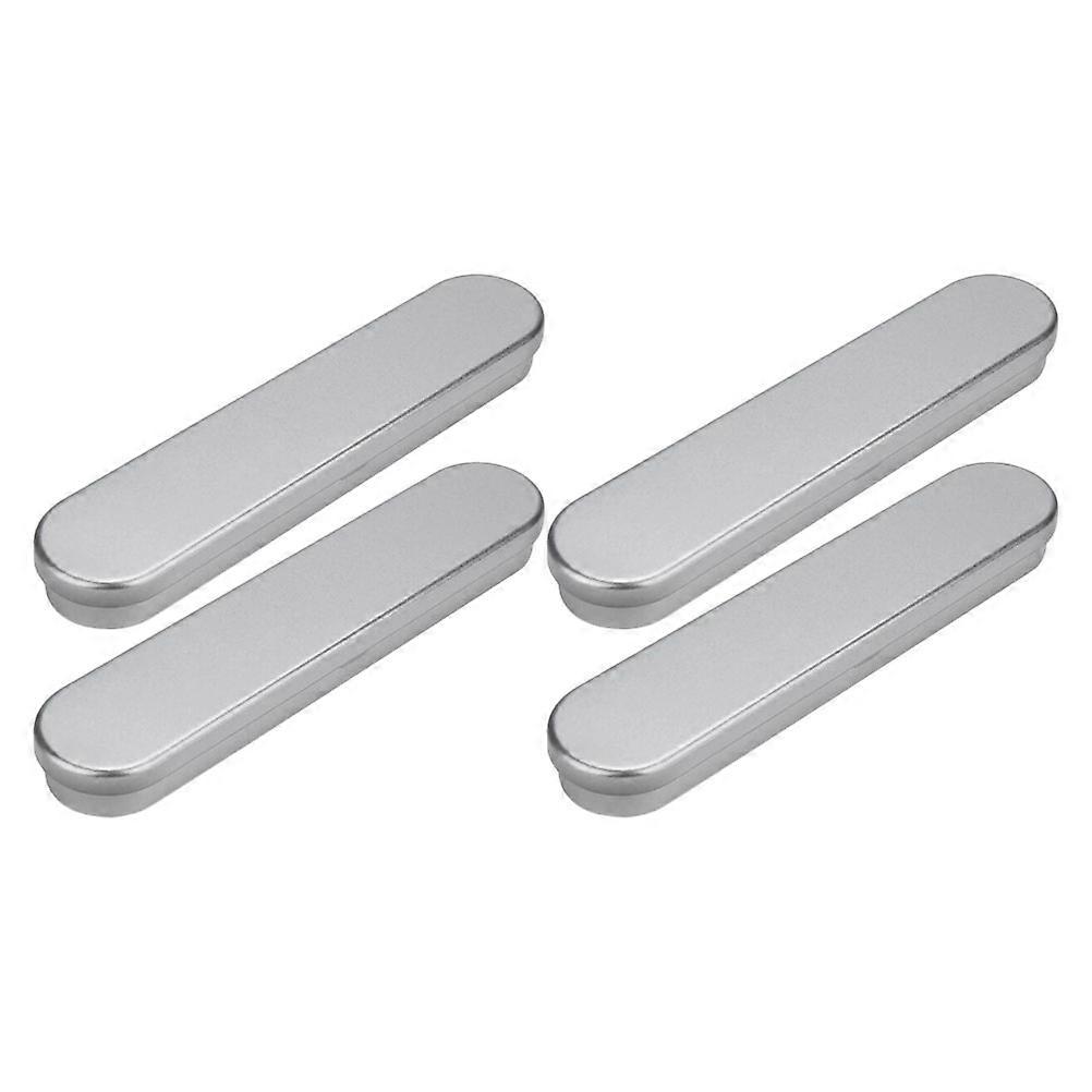 4Pcs Student Stationery Cases Tinplate Pencil Cases Pen Storage Boxes Silver