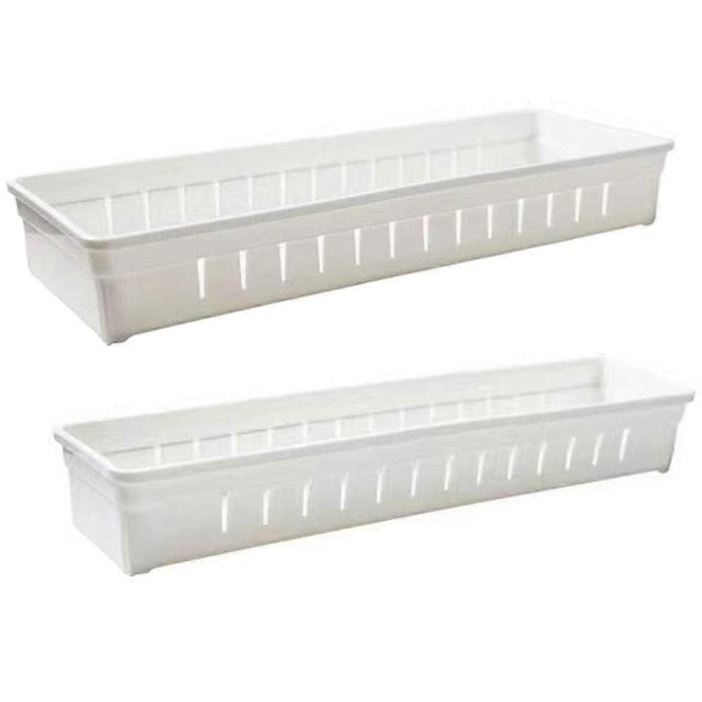 Wardrobe Storage Organisers Multi Compartment Storage Boxes For Miscellaneous Items In Bedroom 34.8X12X5cm White 2Pcs
