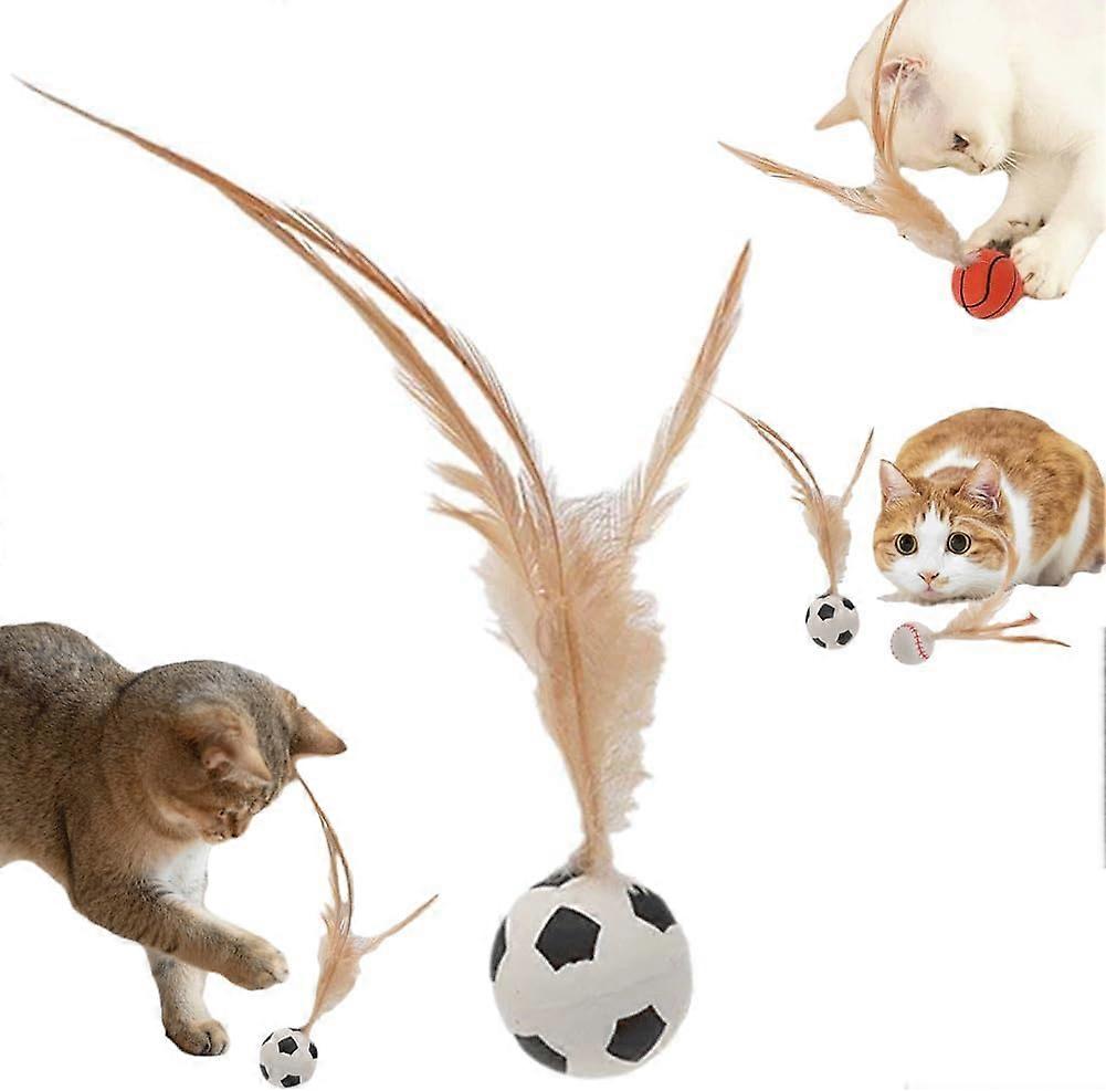 Indoor Cat Spring Ball, Interactive Toy for Cats and Dogs, Spring Jump Ball, Football Style, Small Size