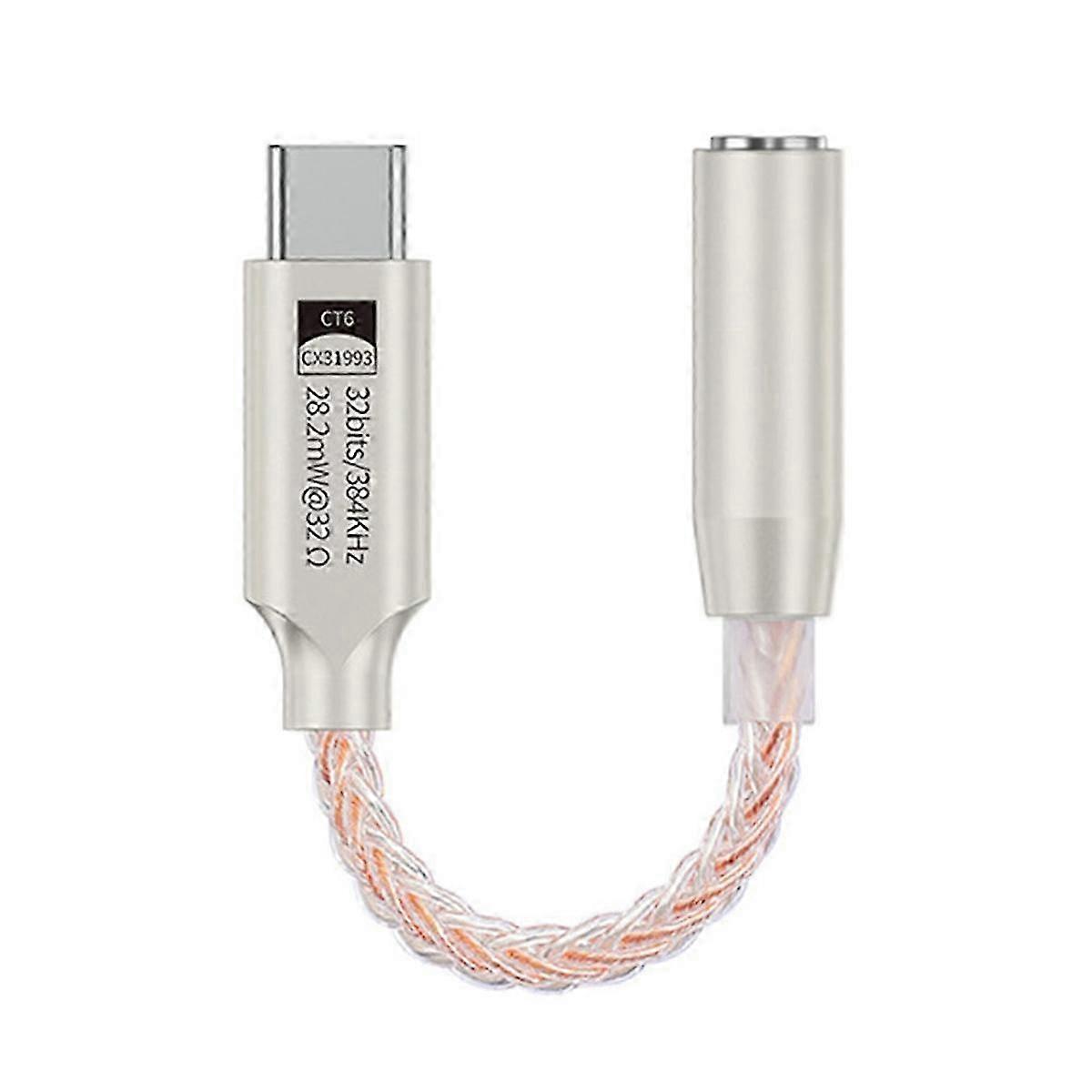 32-bitowy 384 kHz HiFi USB typu C do 3,5 mm adapter audio Hi-Res DAC cyfrowy dekoder audio gniazdo słuchawkowe