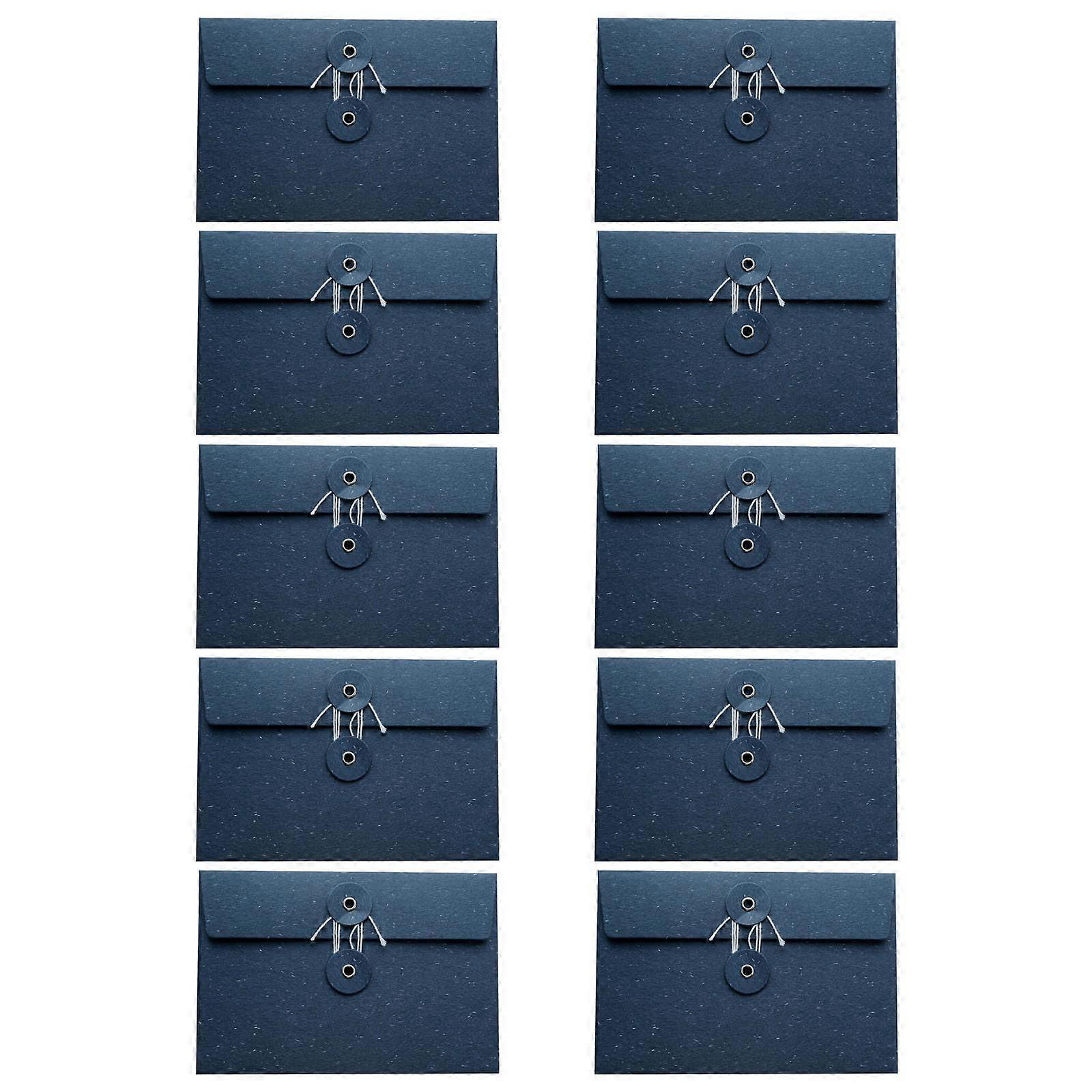 10-Pack Thick Paper Envelopes With Drawstring Closure - Dark Blue For Secure Document Storage