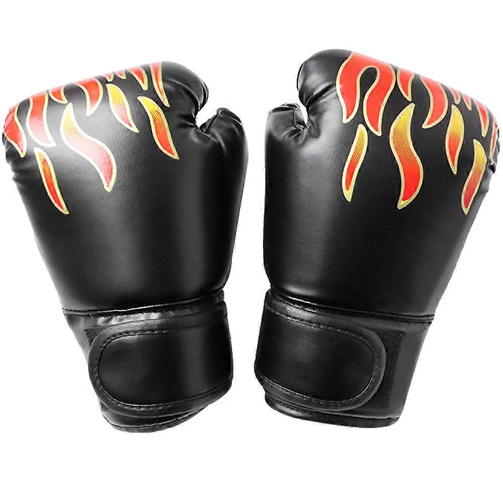 Pu Boxing Gloves for Training Comfortable & Durable Kickboxing Sparring Gloves for Boys, Fire Black Color