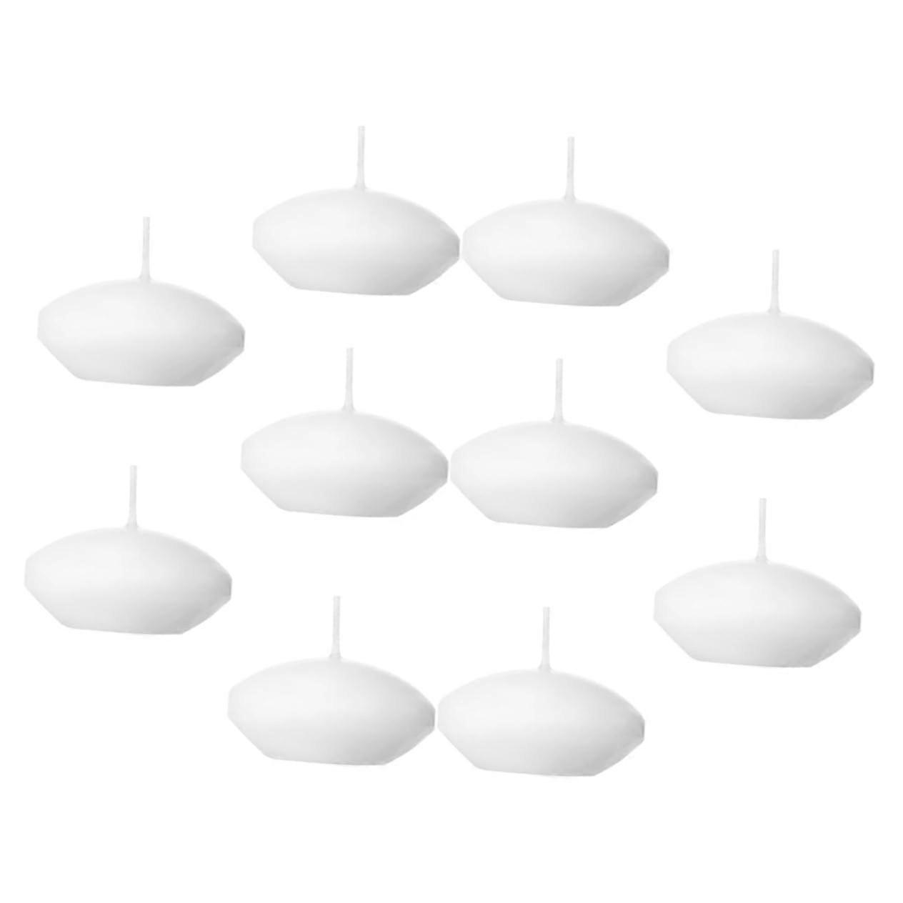 Pack of 10 White Floating Candles 4x4x2 cm, Dripless Flickering Decorative Water Candles for Centerpieces and Events