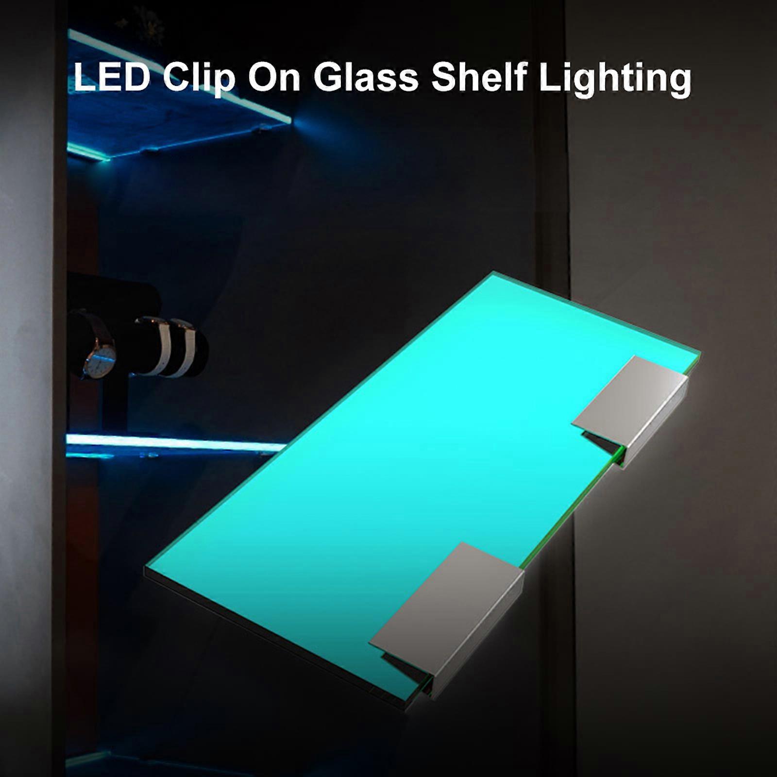 LED Clip On Lighting Under Cabinet Night Lights Kit for Glass Edge Shelf with Remote Control