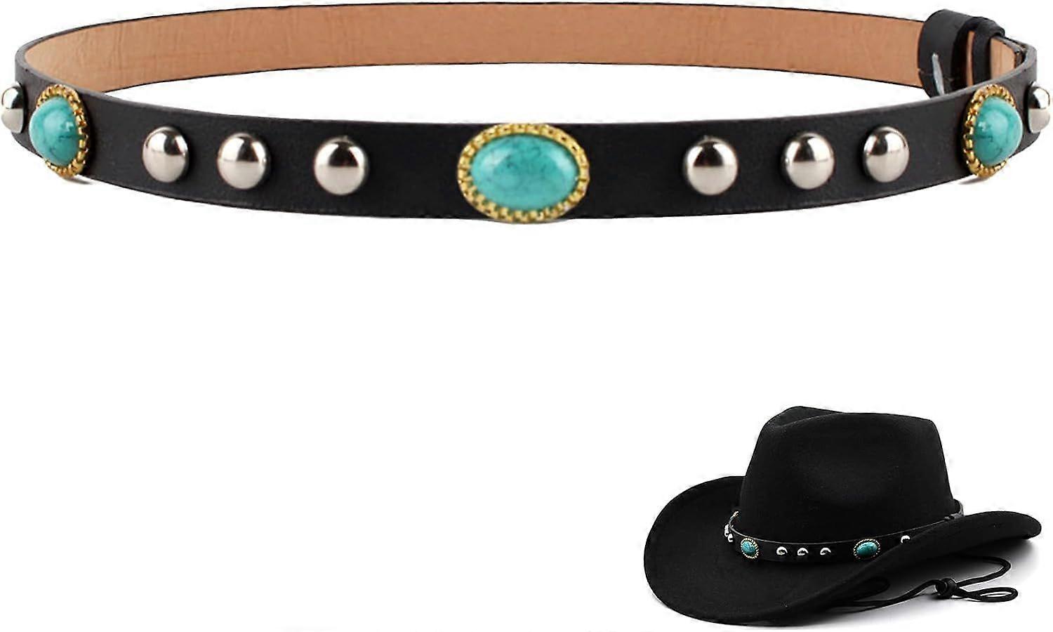 2025年最新モデルカウボーイハットバンド男性女性用、レザーハットバンドベルト