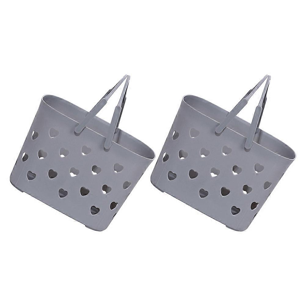 Handheld Plastic Bathroom Basket for Storage 2Pcs Hollow Design