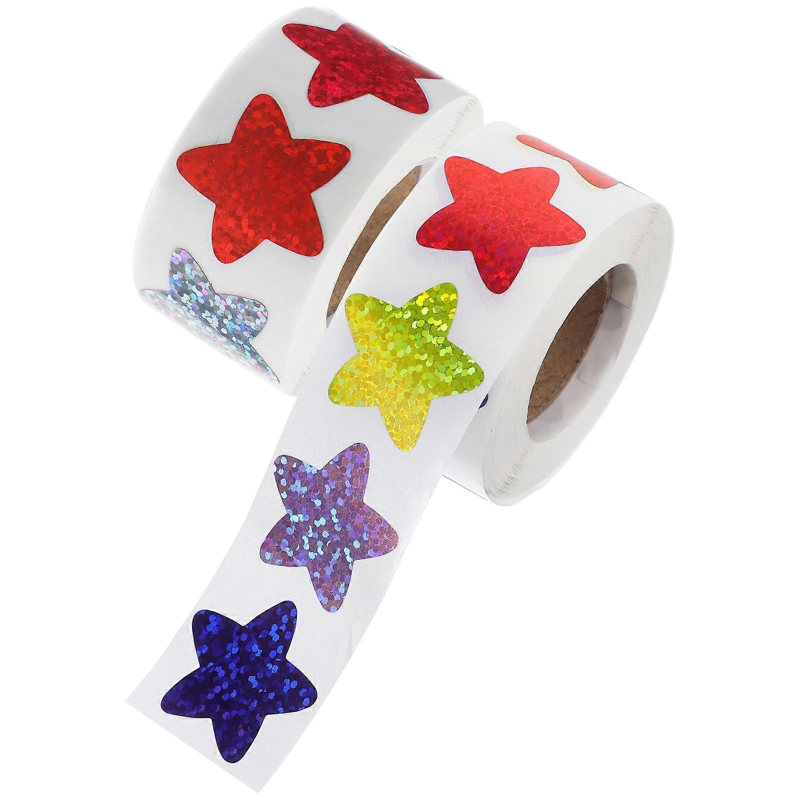 Self Adhesive Star Stickers Decorative Reward Stickers for Students Classrooms Craft Projects Festivals 2 Rolls Per Pack