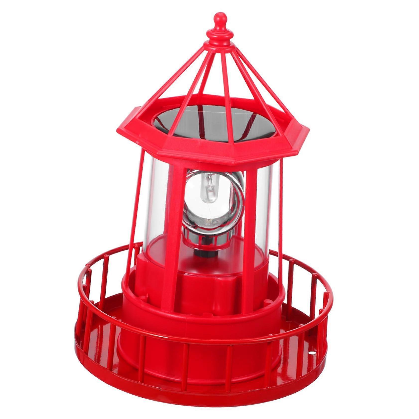 Rotating Lighthouse Solar Light Outdoor LED Lantern Decoration Waterproof ABS Material with 360-Degree Illumination