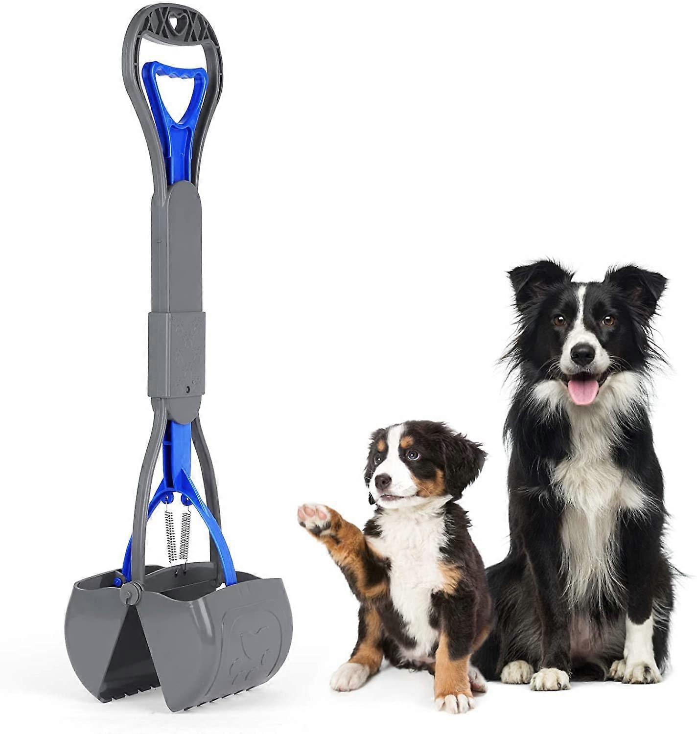 Nonfragile dog poop scoop, foldable, portable, with long handle and strength, durable spring, easy to use, suitable for grass and gravel.