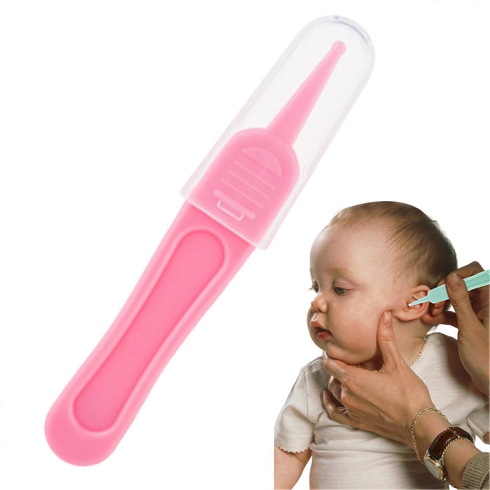 Kid Booger Picker Booger Remover For Toddlers Round Head Nose And Ear Cleaner Clip Pink With Transparent Cover