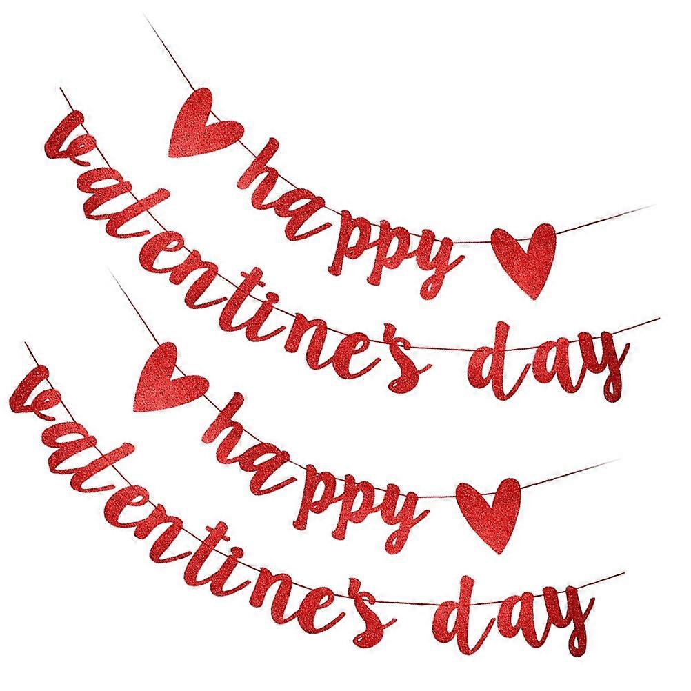 Valentines Day Hanging Banner Festive Design Heart Shaped Paper For Valentine's Day Party 17.00X8.00X0.10cm 2Sets