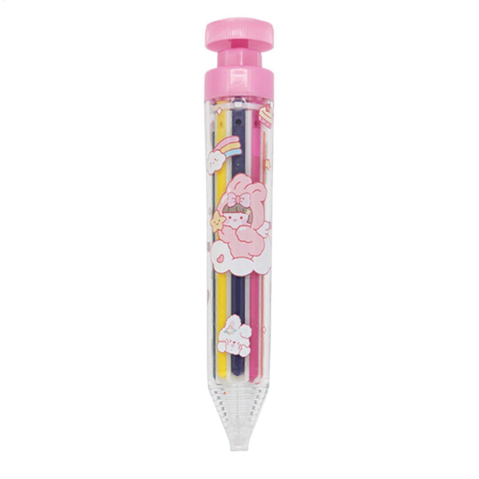 Retractable Colouring Pencils Oil Pastel Set - 8 in 1 Kid-Friendly Art Tools for Portable Drawing and Painting, Pink