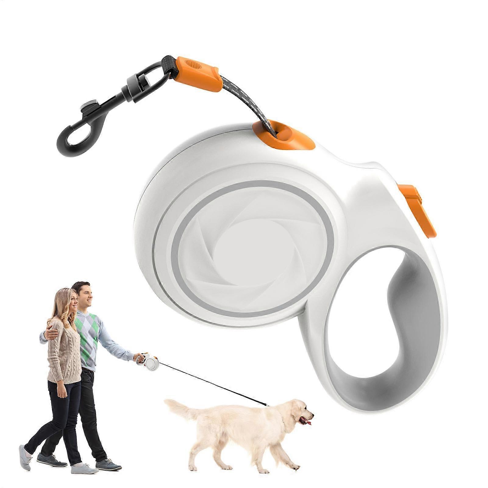 Retractable dog leash, nonslip, soft grip, durable, automatic, smooth, retractable, pull cord, dog leash for small and mediumsized dogs, white.