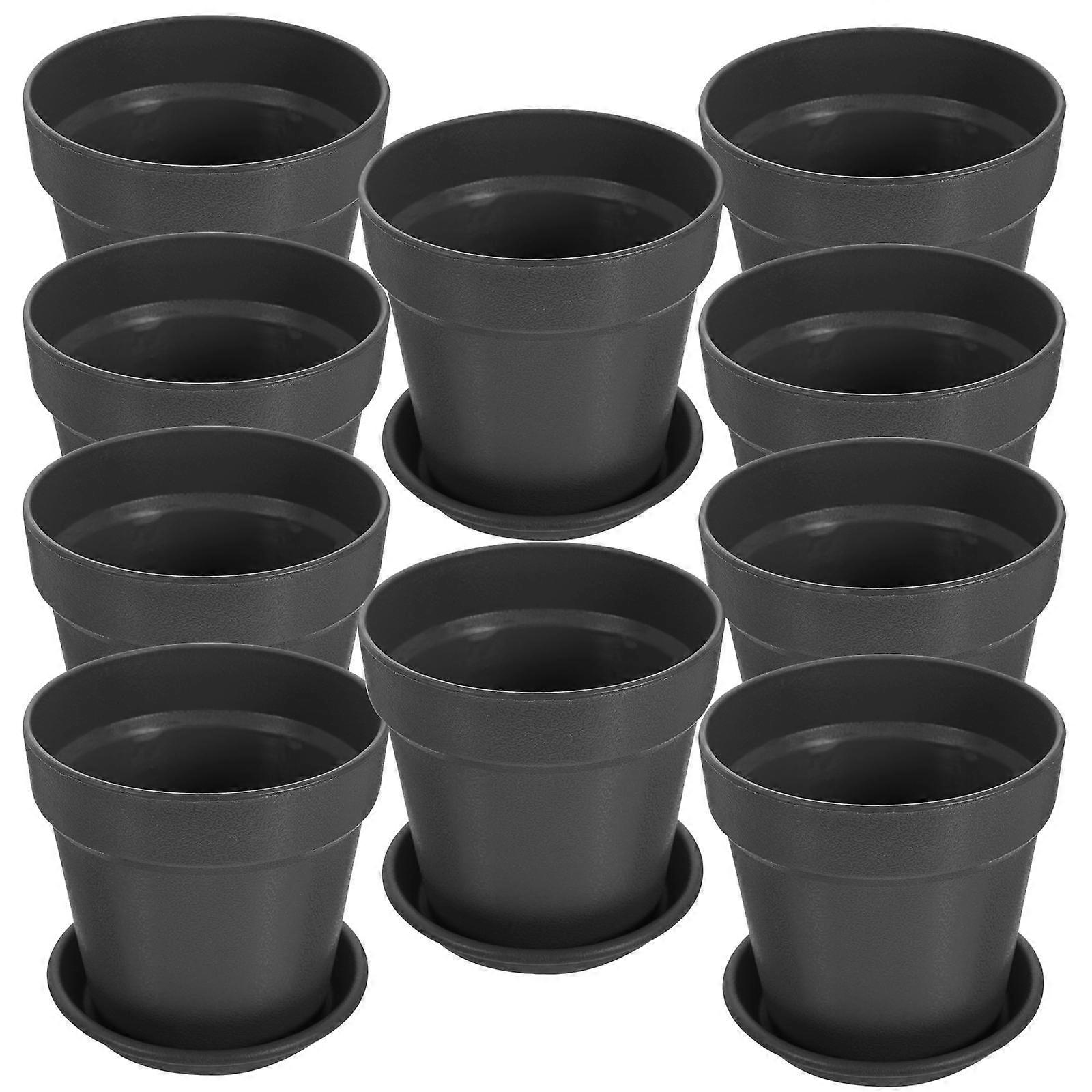 Durable Plastic Flower Pots with Trays – Rustic Garden Planters for Succulents, Cacti, and Home Decor