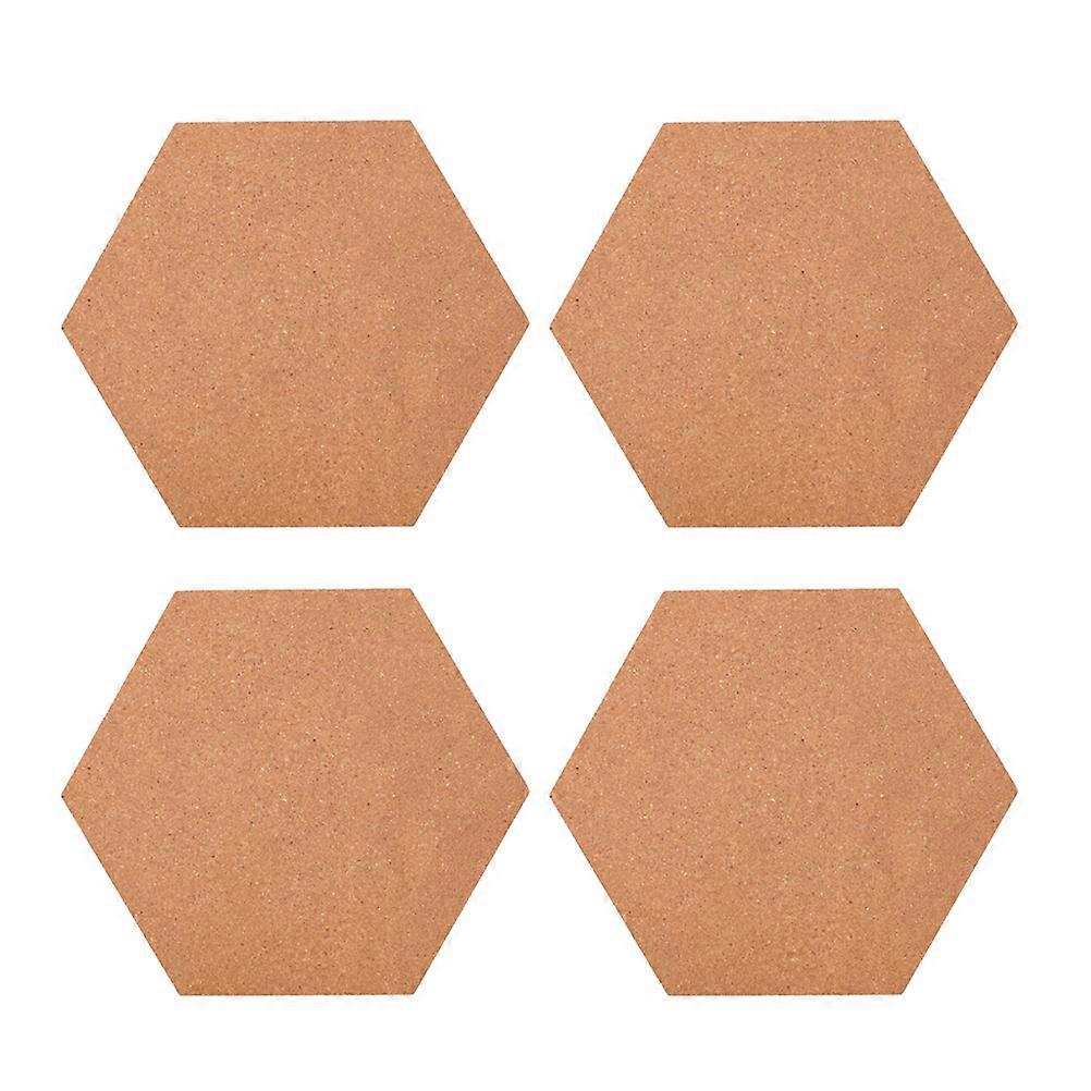 Cork Board for Walls Hexagon Self-Adhesive Bulletin Message Board Small Decorative Wall Background for Home Office 4Pcs Brown