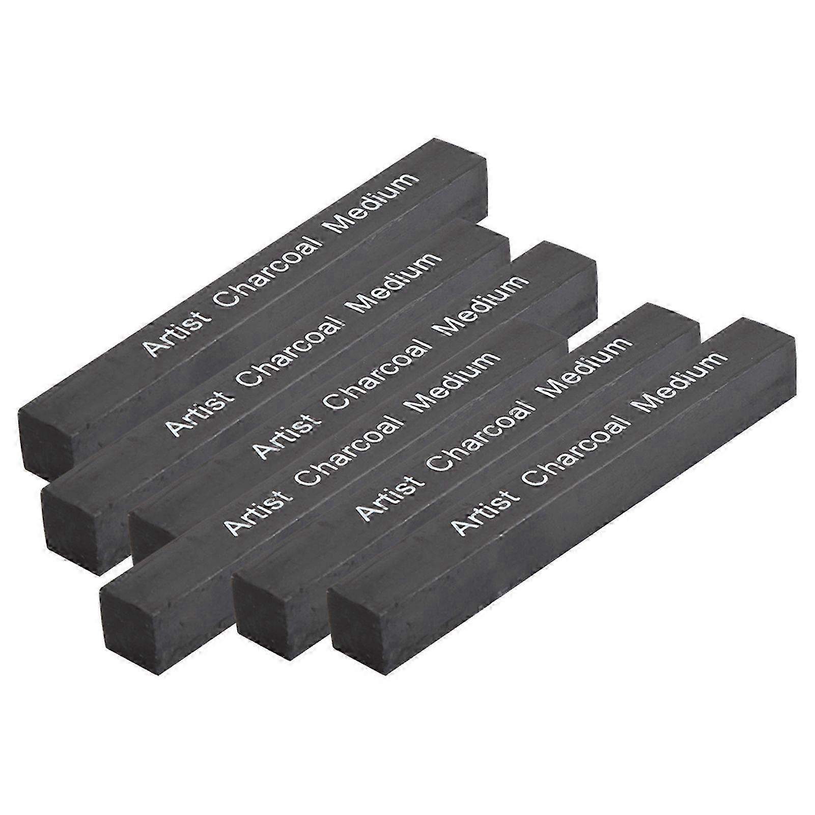2025 6Pcs Compressed Charcoal Sticks Black Square Soft/Medium/Hard Graphite Drawing Pencil Art Supplies