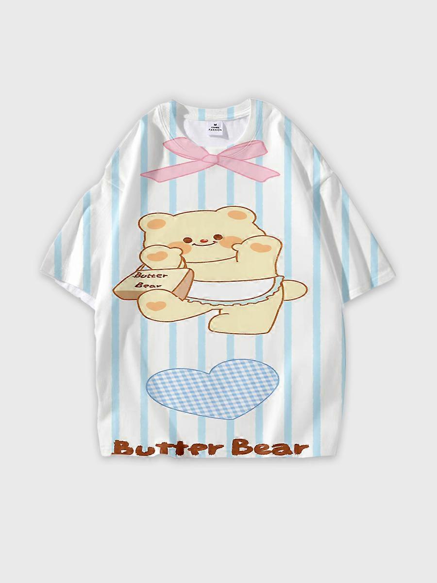 T-shirt round neck Pattern loose short sleeve O212