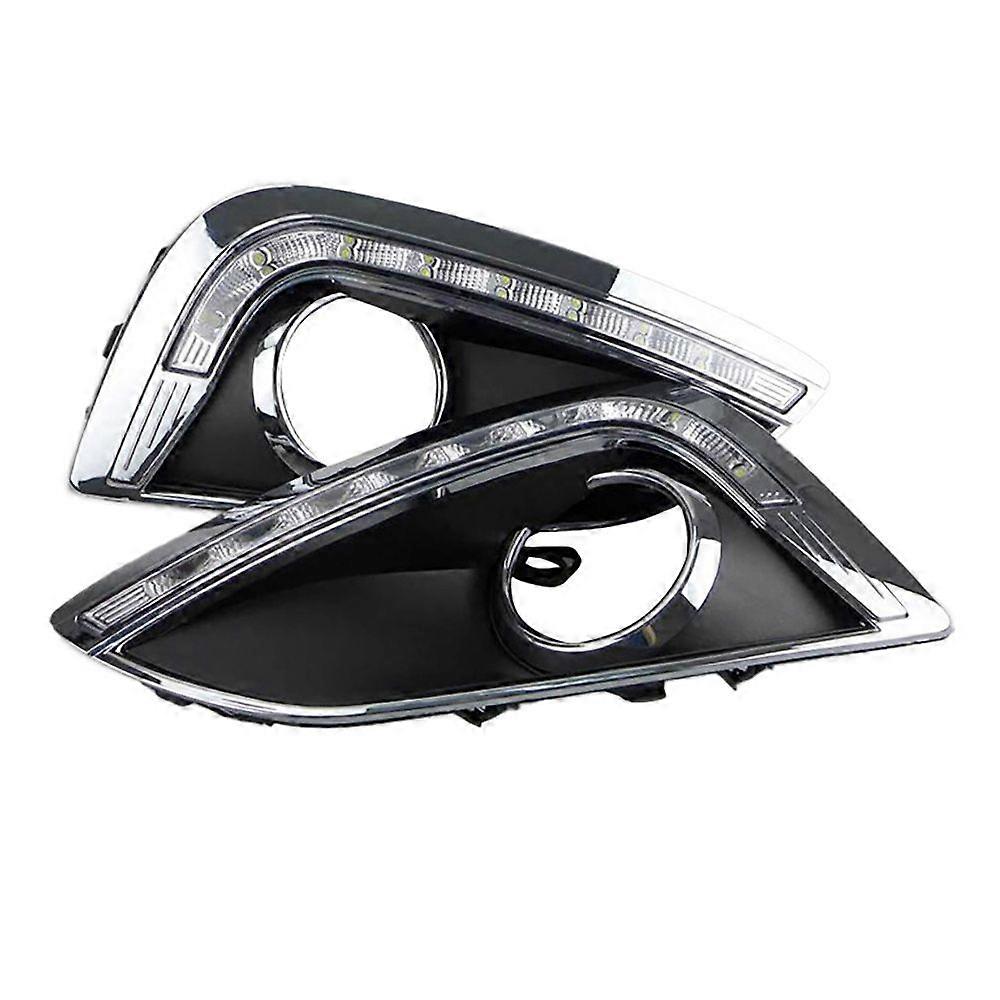 1Pair Daytime Running Light with Fog Lamp Hole Corner Light Signal Lamp Assembly for IX35 2010-2013