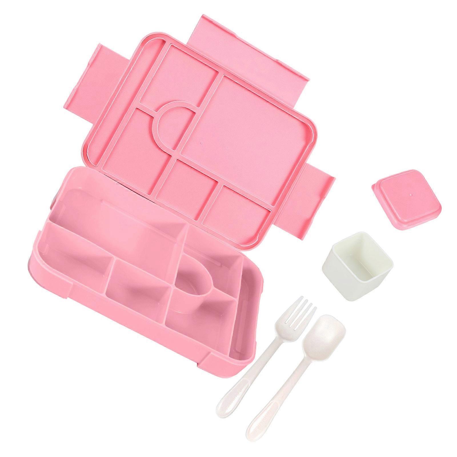 Multi Compartment Bentos Box with Lid Plastic Meal Preparation Container for Students School Lunch Microwave Safe Meat pink