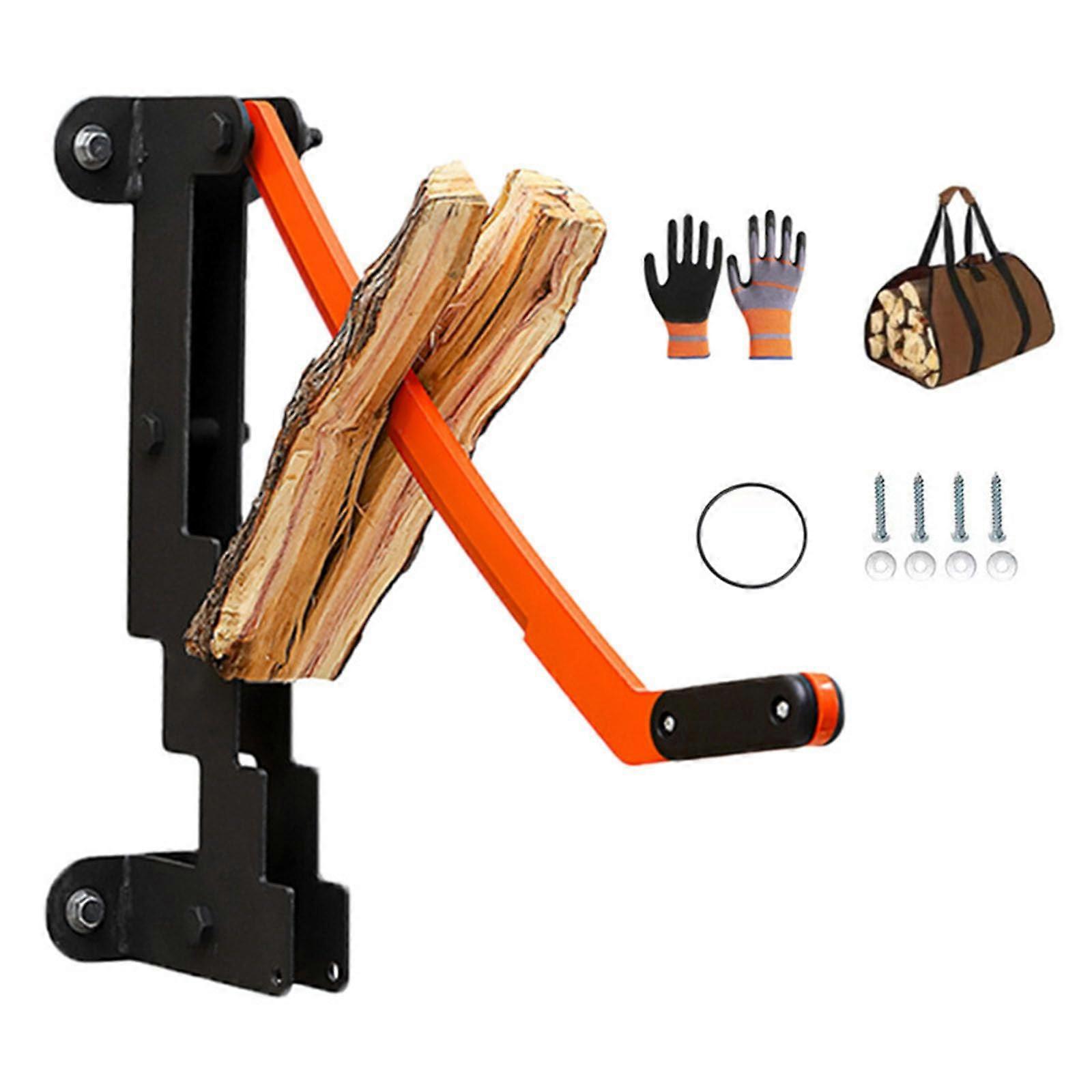 Manual log splitter, wallmounted, firewood kindling splitter for home and outdoor use, black