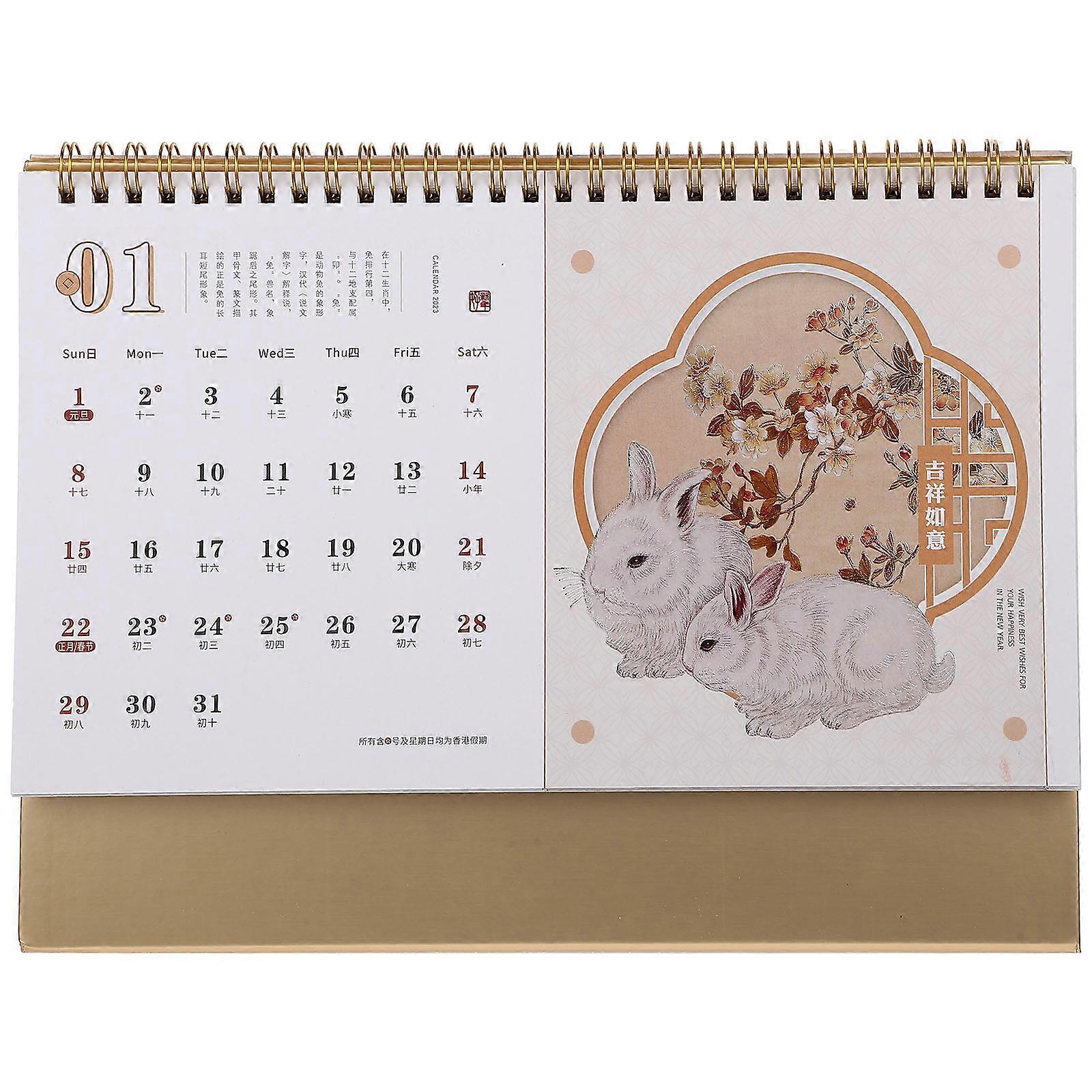 Desktop Calendar Golden Color Triangular Base Planning Tool Concise Style 1Pcs