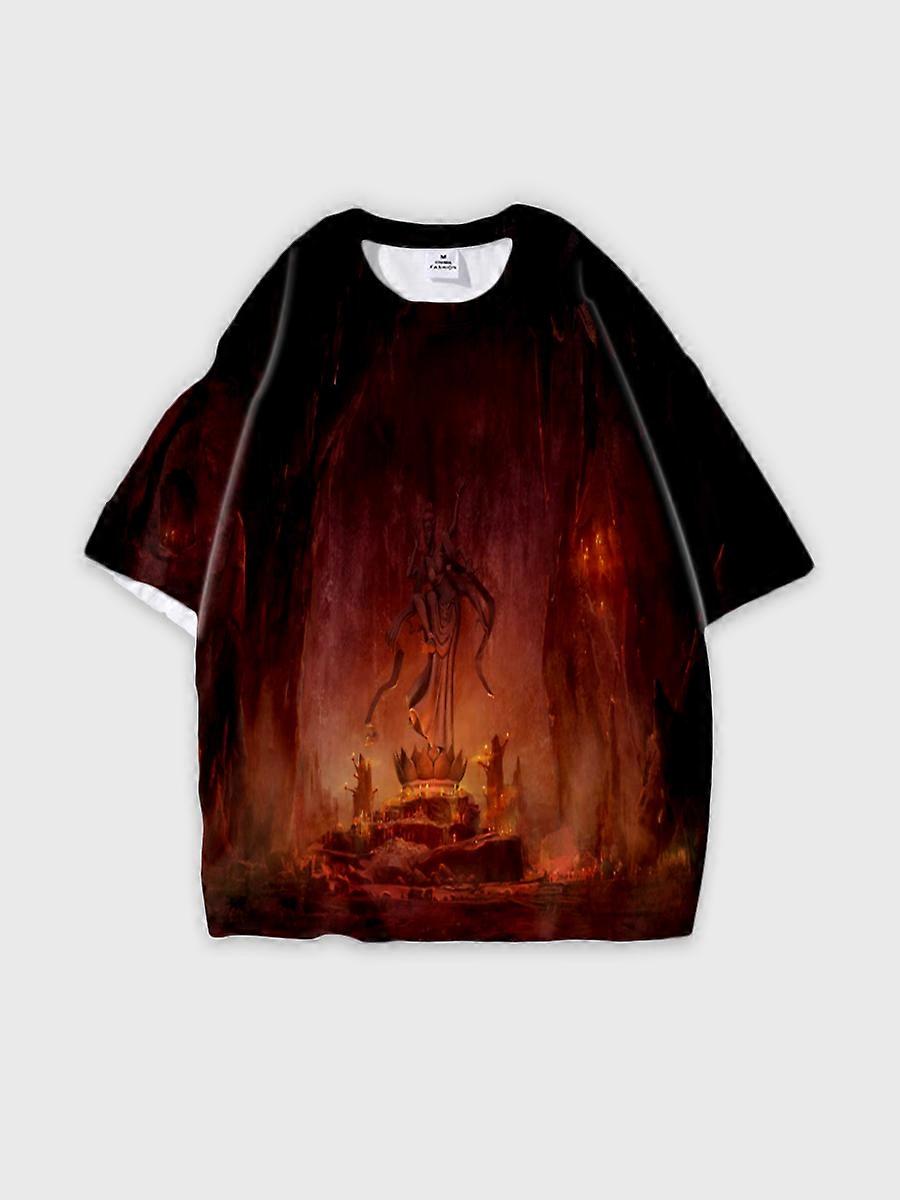 T-shirt round neck Character Pattern loose short sleeve Q65