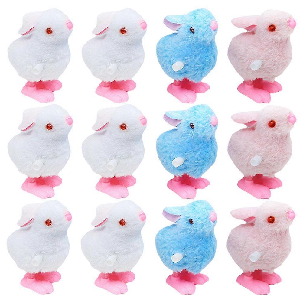Bunny Wind Up Toys 12Pcs Assorted Color Plush Rabbit Toys Ideal For Kids Celebrating Easter And Christmas With Clockwork Design