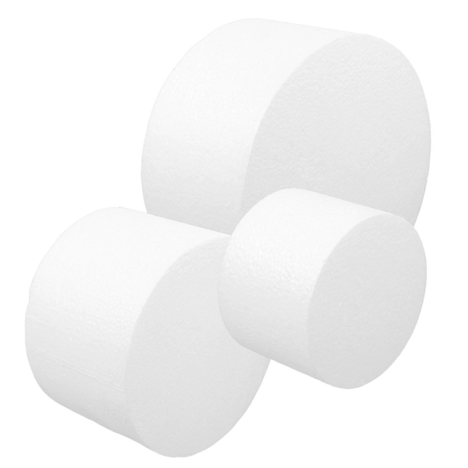 White Foam Cake Decorating Model for Decoration with Precise Dimensions 3 Pieces Round Cake Dummies