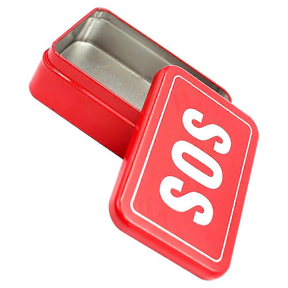 SOS Outdoor Survival Box for Emergency Tools in Red Metal Ideal for Storage Lightweight and Easy to Carry 3.5x2.5x1.5 inches