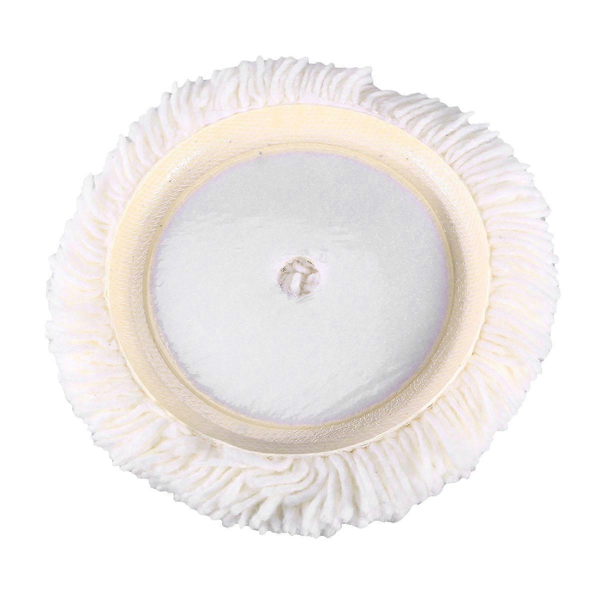 White Wool Buffing Mop for Polishing Use Durable Full Nature Material Fits Wheels and Recessed Areas 6.5 Inches