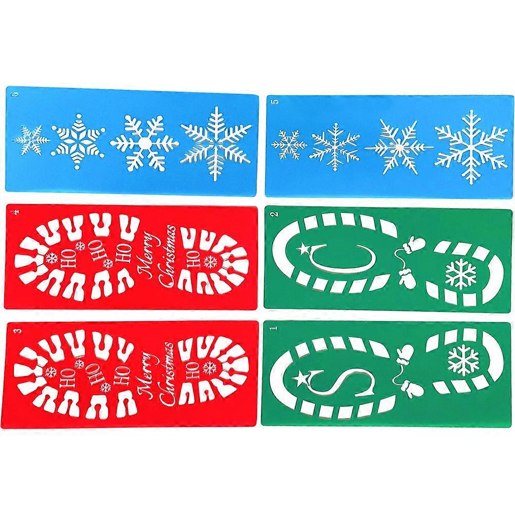 Drawing Templates For DIY Enthusiasts Christmas Themed 30.5X14Cm PET Hollow Out Design 6Pcs