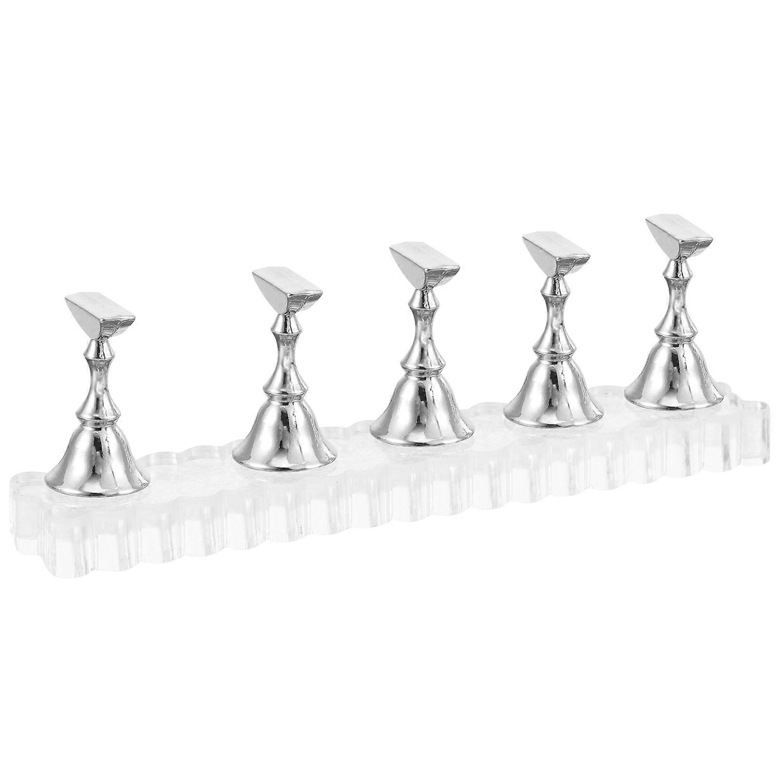 Portable Magnetic Nail Holder for Painting Nails with Acrylic Stand Silver Color Perfect for Home Use and Easy Assembly 7 Inch