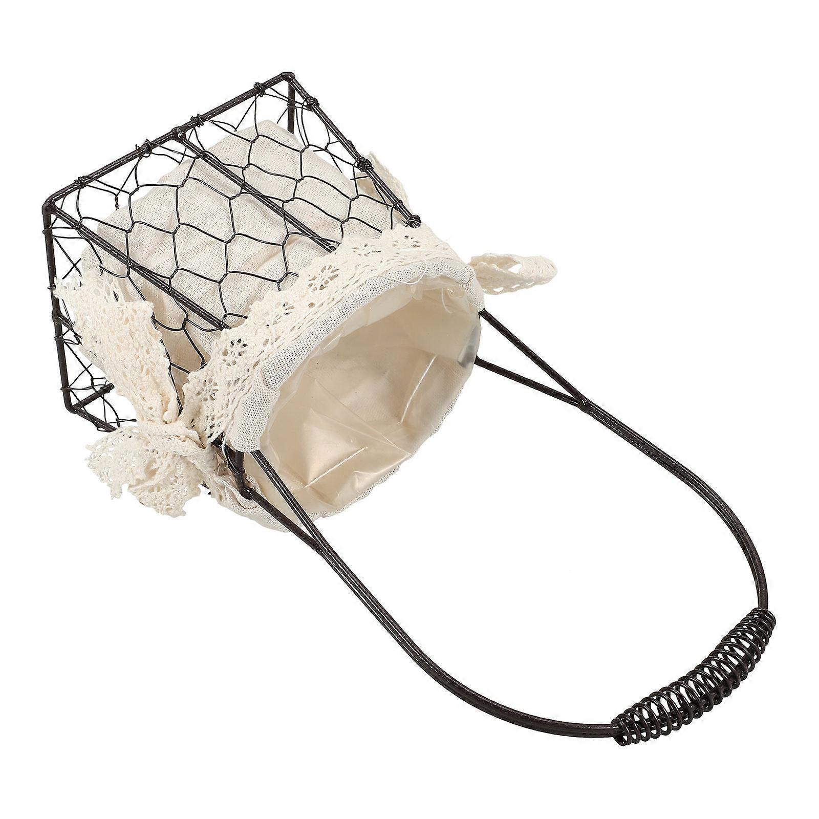 Functional Oval Wire Basket Ideal For Bathroom And Kitchen Organization With Rustic Style In Beige Color 1Pcs