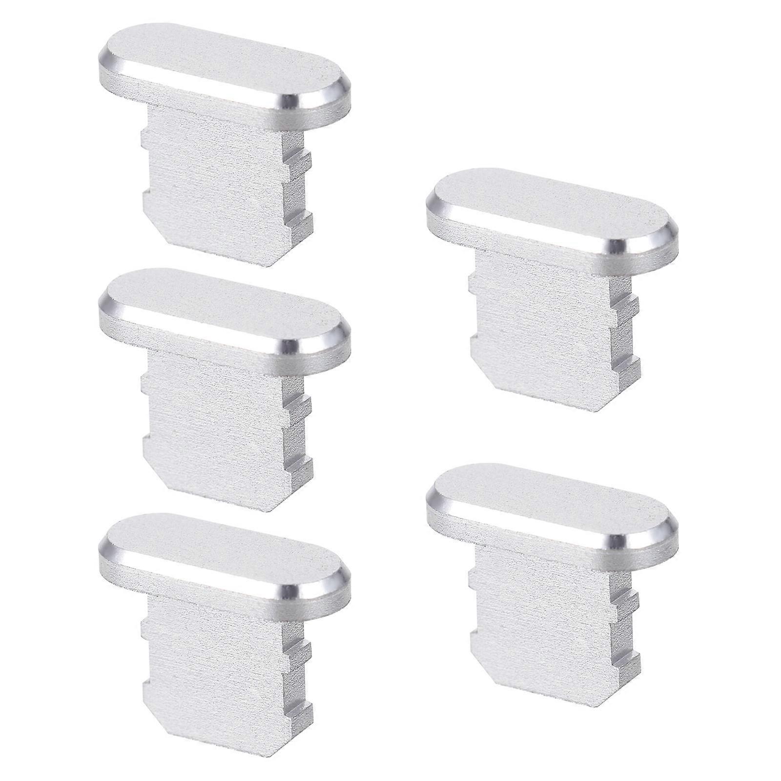 Silver Dustproof Plug Phone Charging Port Protector for 5Pcs Pack