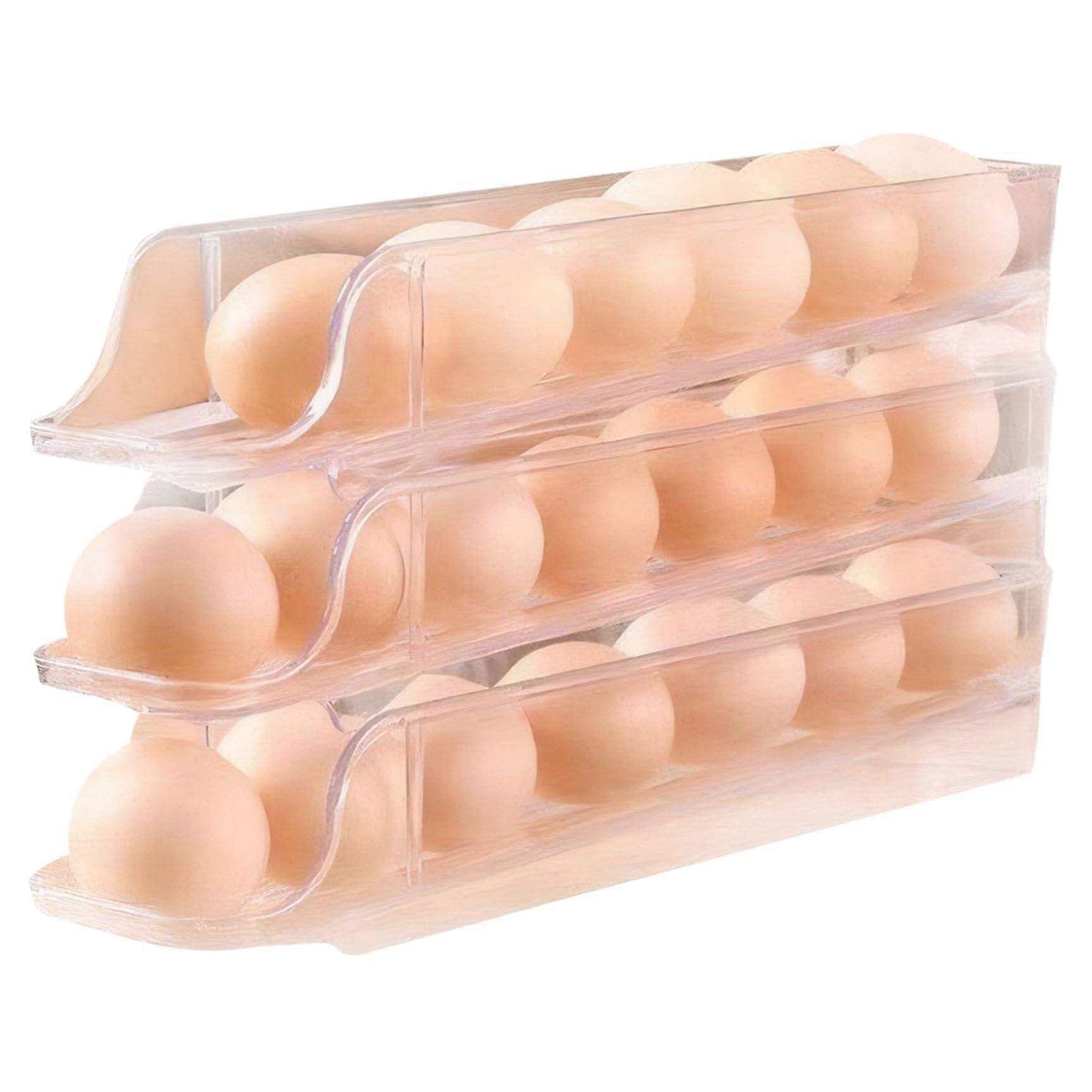 Egg holder for refrigerator 3tier stackable dispenser holds 21 eggs clear plastic fridge storage with lid
