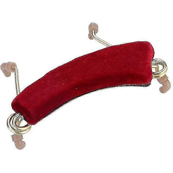 Violin Chin Rest, Red Aluminum Alloy Adjustable Violin Shoulder Rest with Spring Claws for 3/4 4/4 V